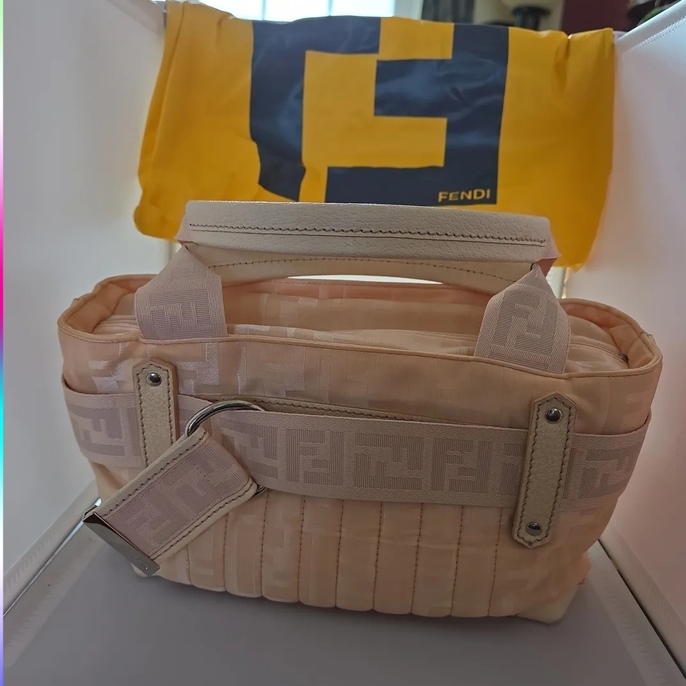 👛SOLD👛 Fendi ZUCCA ECRU Nylon Handbag Bag